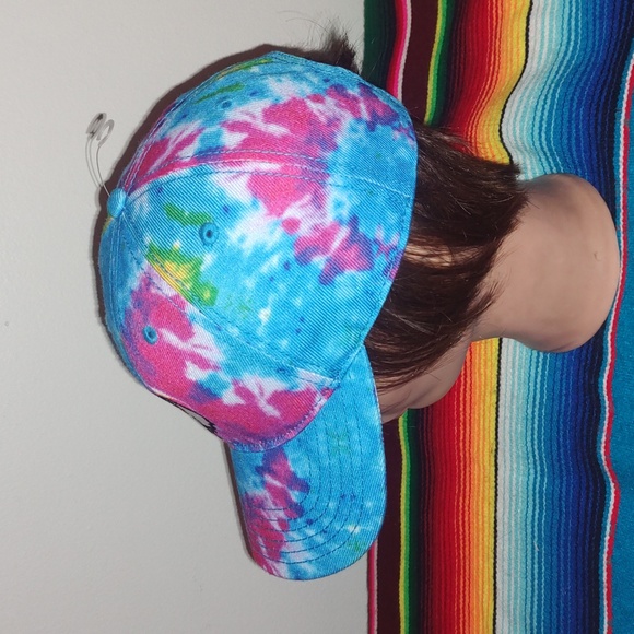Hippie Tie Dye Embroidered Adjustable Yin/Yang Strapback Skater Hat Cap - Picture 3 of 8
